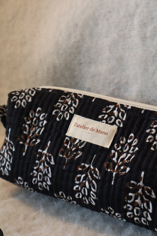 Trousse de toilette matelassée artisanale – Fait main en coton indien