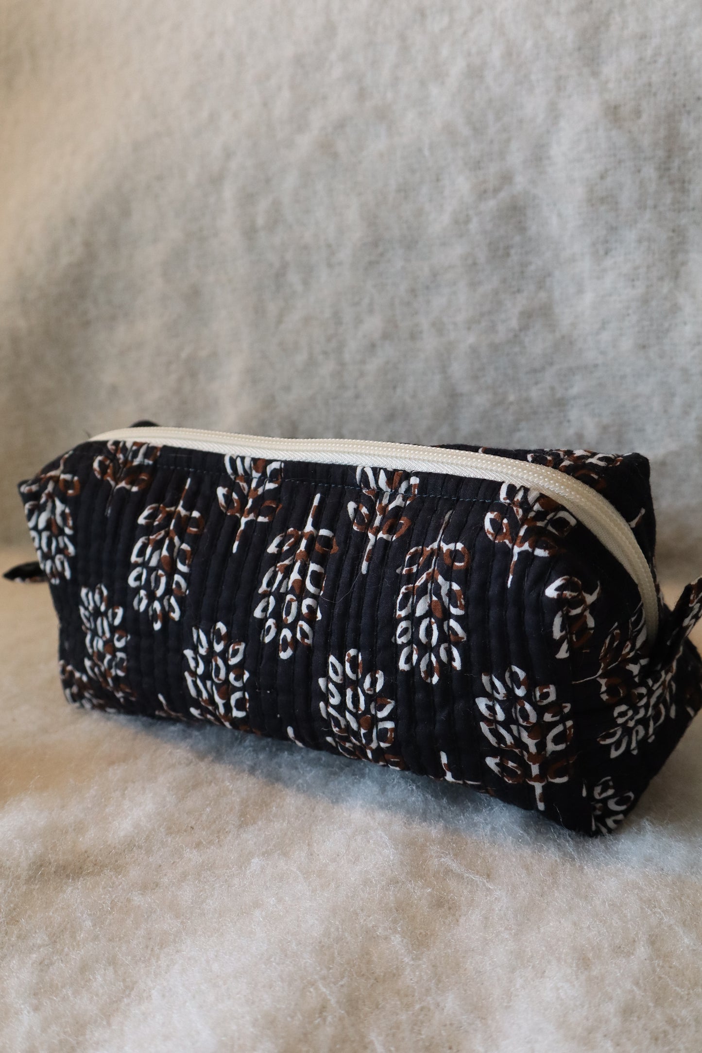 Trousse de toilette matelassée artisanale – Fait main en coton indien
