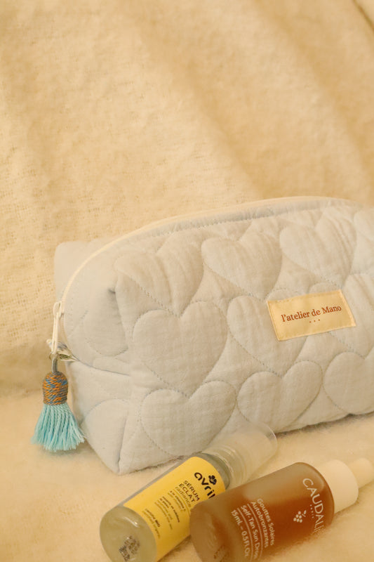 Trousse de toilette matelassée artisanale – Fait main en coton