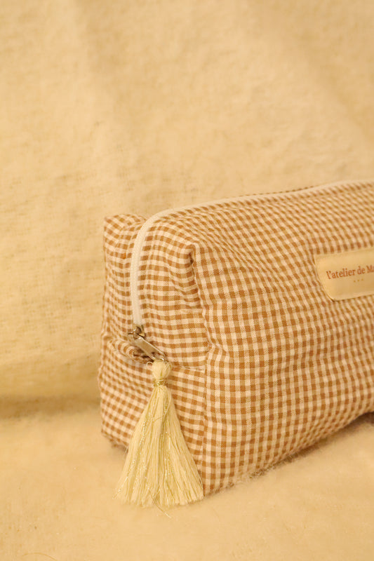 Trousse de toilette matelassée artisanale – Fait main