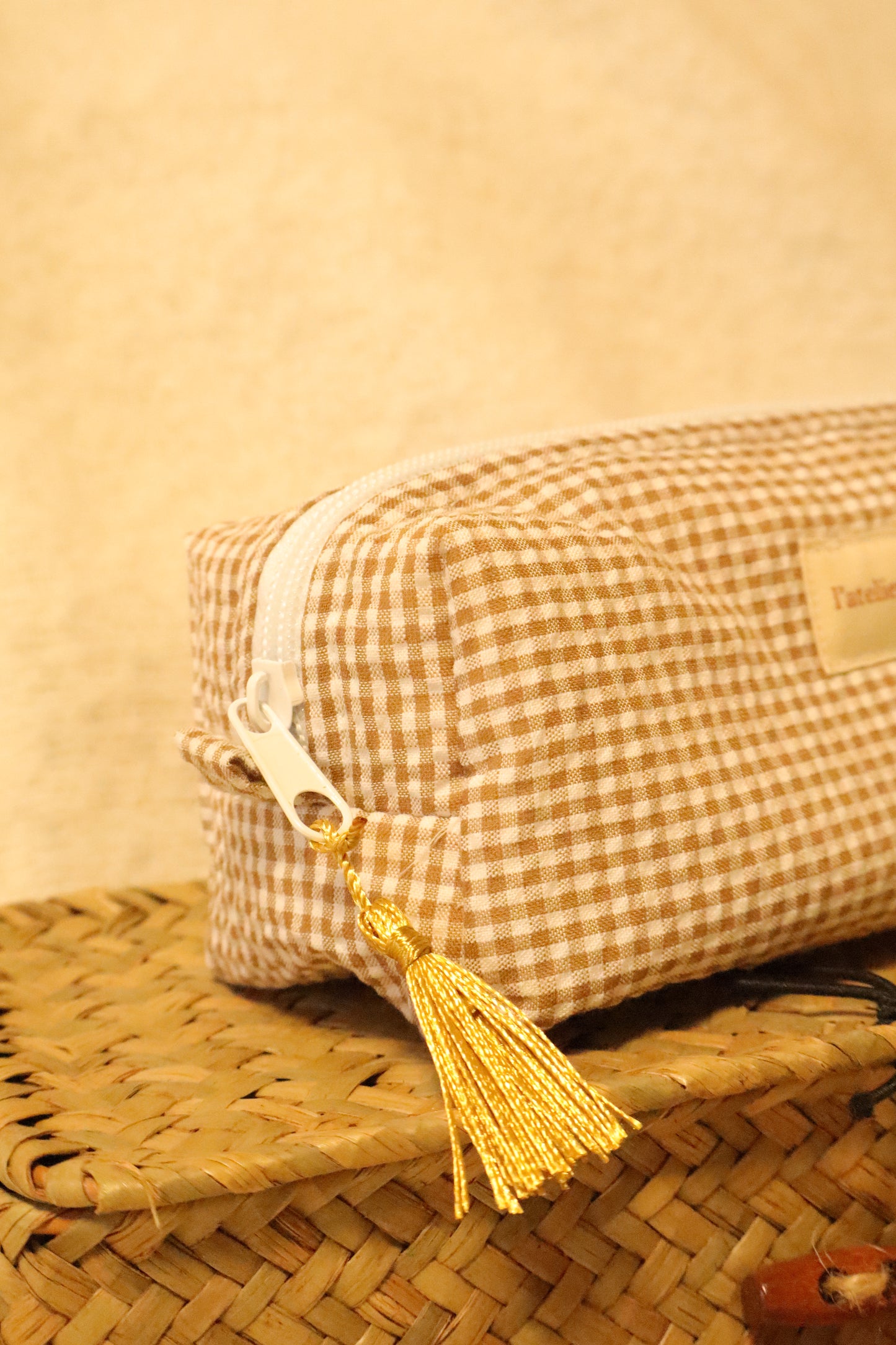 Trousse de toilette matelassée artisanale – Fait main en coton