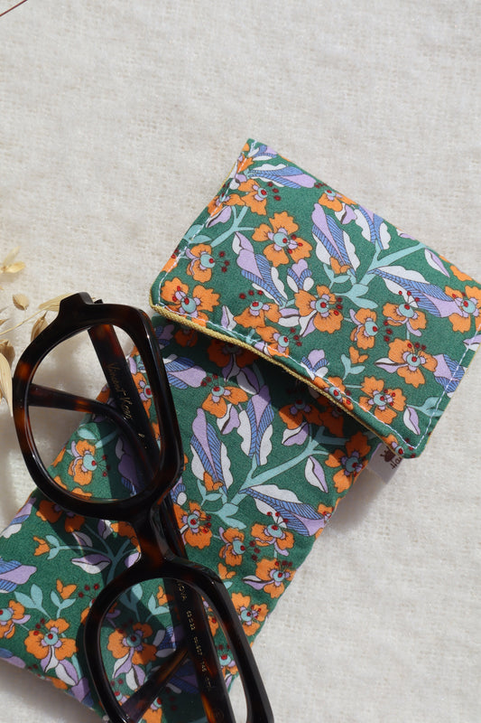 Étui à lunettes en coton matelassé – Fait main