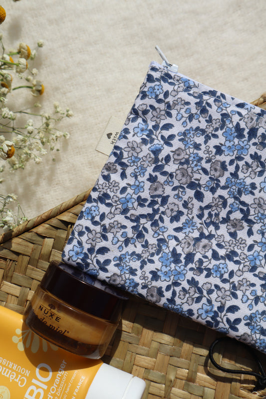 Pochette artisanale en coton - fait main tissu fleuri