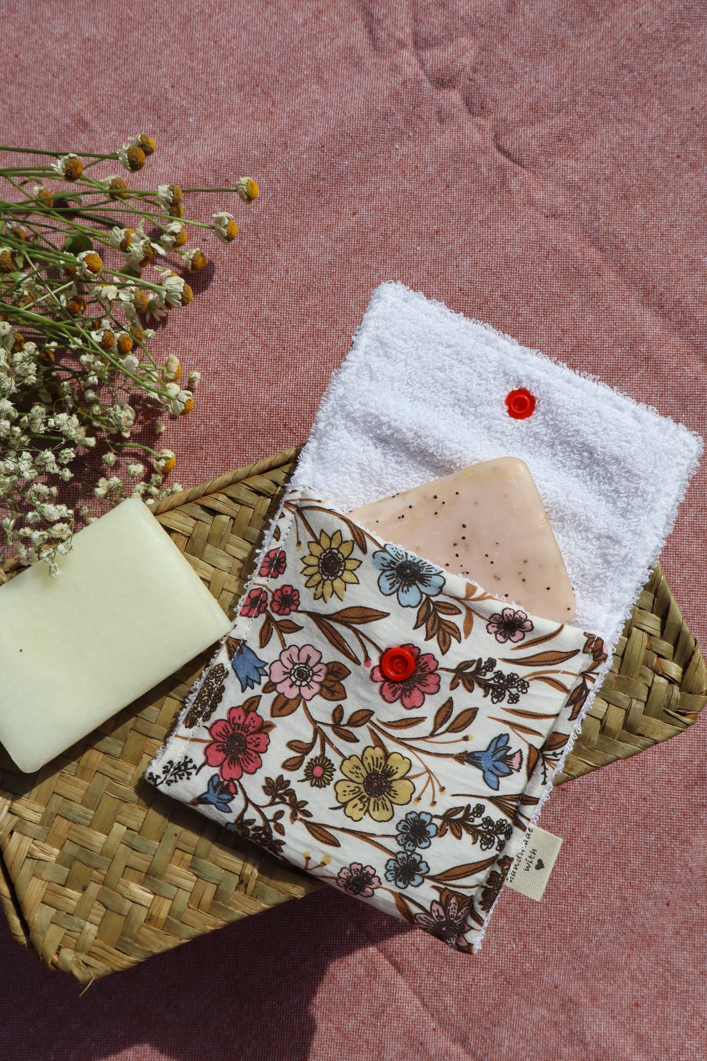 Étui pour savon solide artisanal en coton - fait main