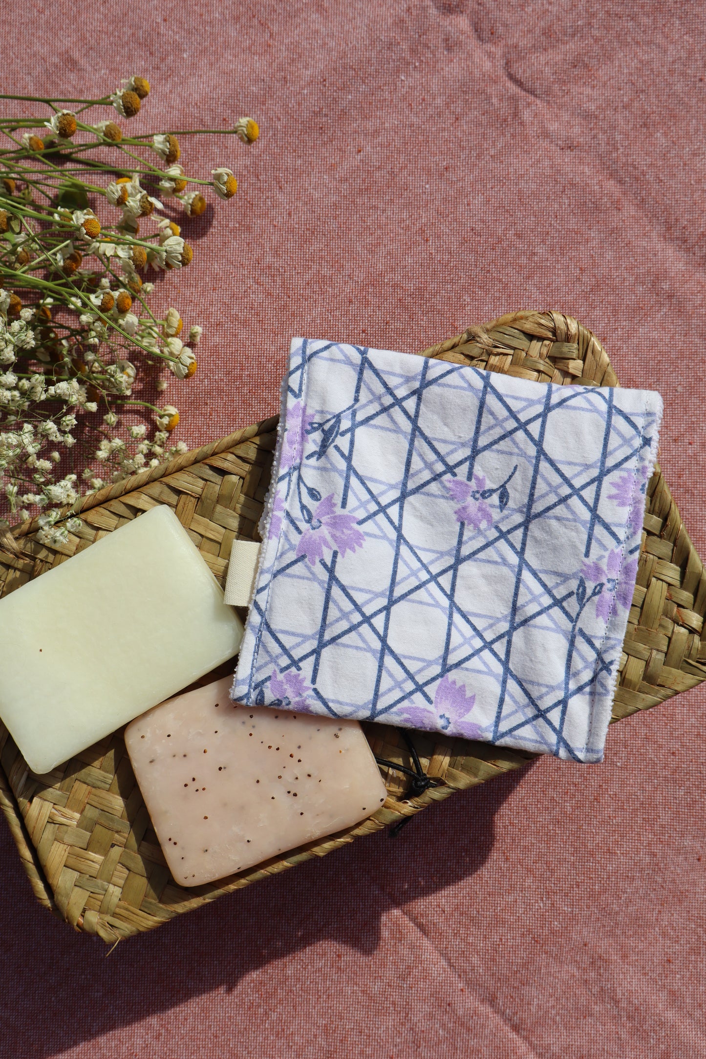 Étui pour savon solide artisanal en coton - fait main