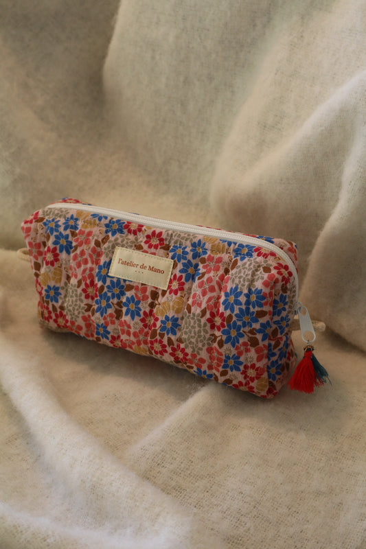 Trousse de toilette matelassée artisanale – Fait main en coton