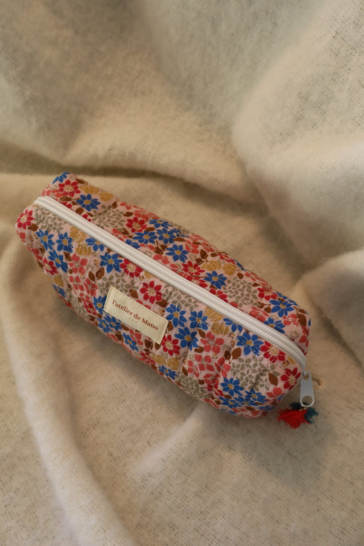 Trousse de toilette matelassée artisanale – Fait main en coton