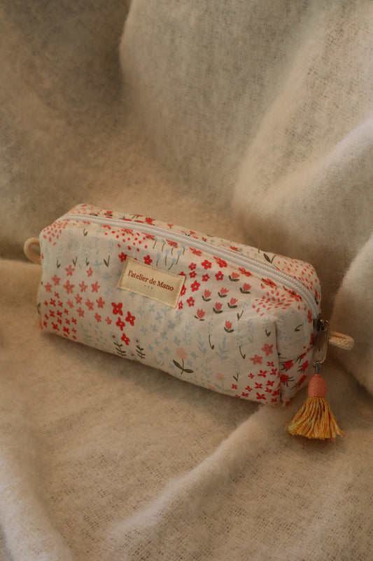 Trousse de toilette matelassée artisanale – Fait main en coton
