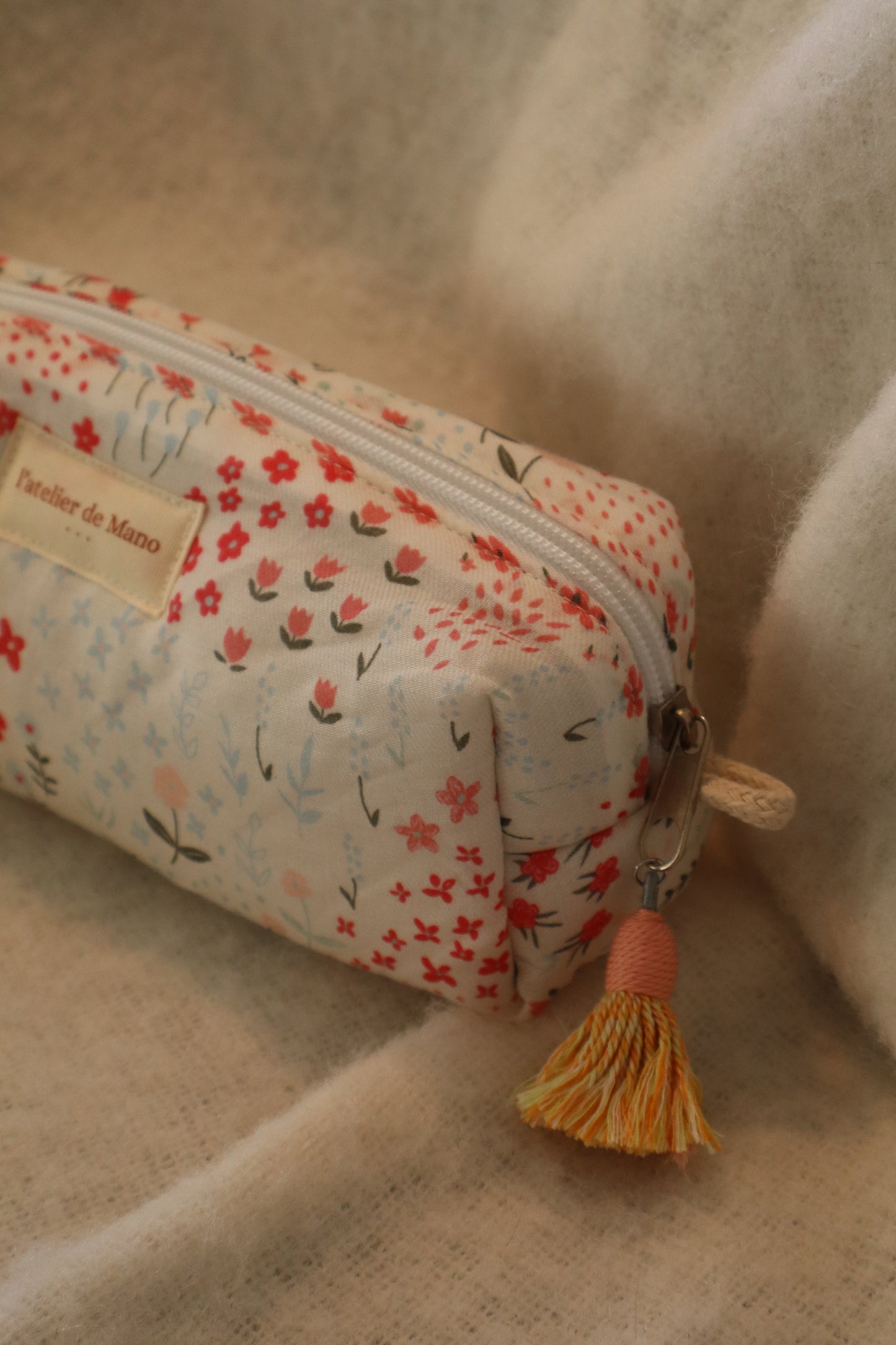 Trousse de toilette matelassée artisanale – Fait main en coton