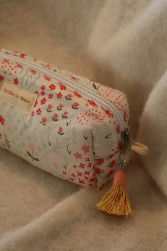 Trousse de toilette matelassée artisanale – Fait main en coton