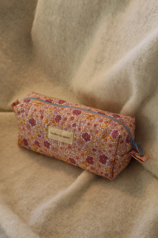 Trousse de toilette matelassée artisanale – Fait main en coton