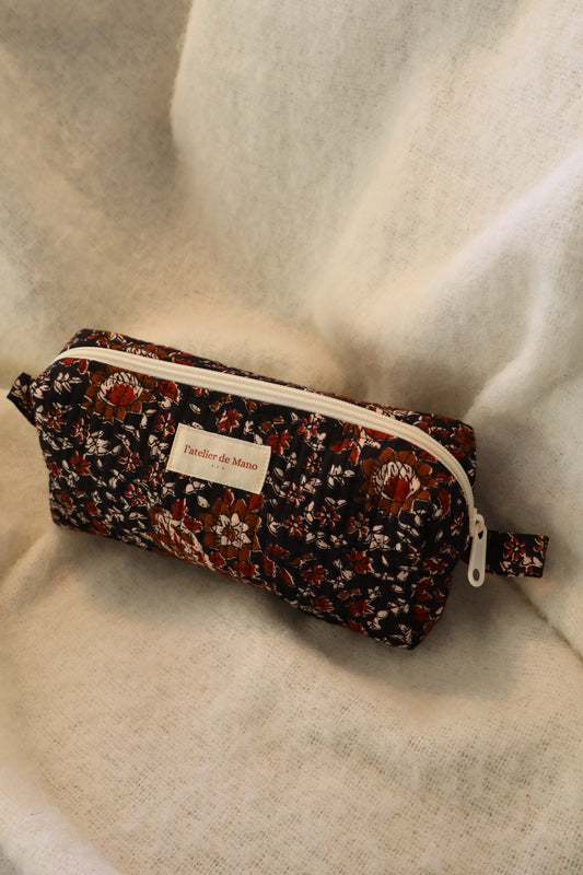 Trousse de toilette matelassée artisanale – Fait main en coton indien