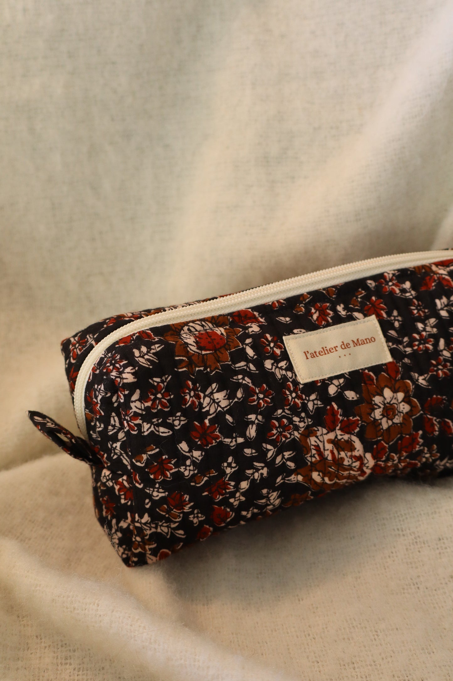 Trousse de toilette matelassée artisanale – Fait main en coton indien