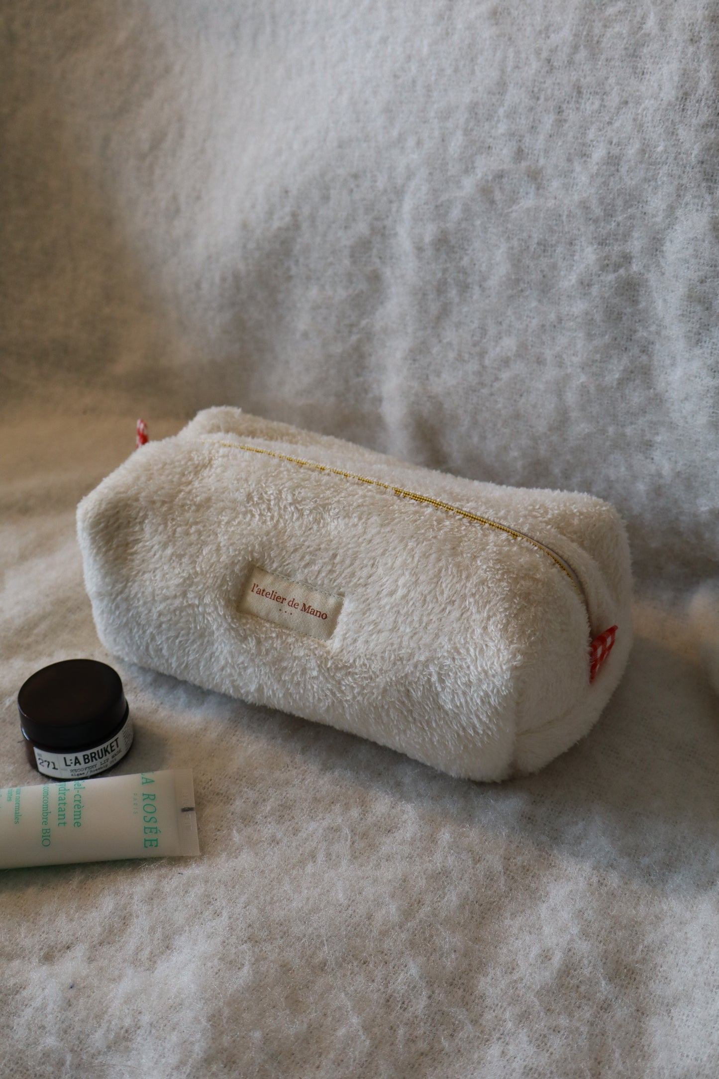 Trousse de toilette fausse fourrure artisanale – Fait main
