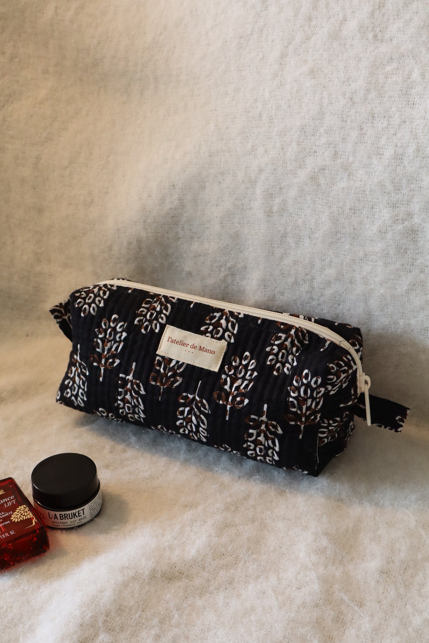 Trousse de toilette matelassée artisanale – Fait main en coton indien