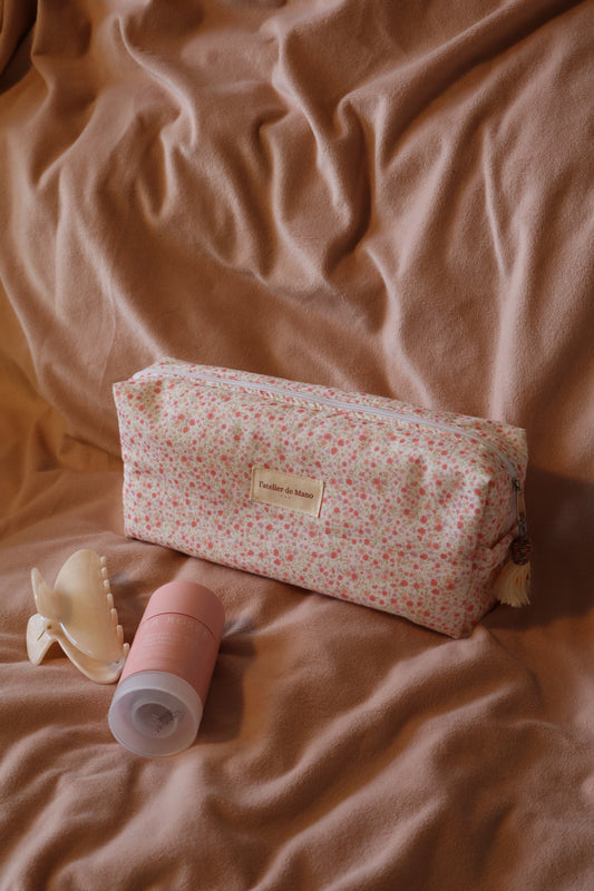 Trousse de toilette matelassée artisanale – Fait main en coton