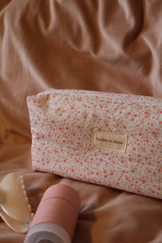 Trousse de toilette matelassée artisanale – Fait main en coton