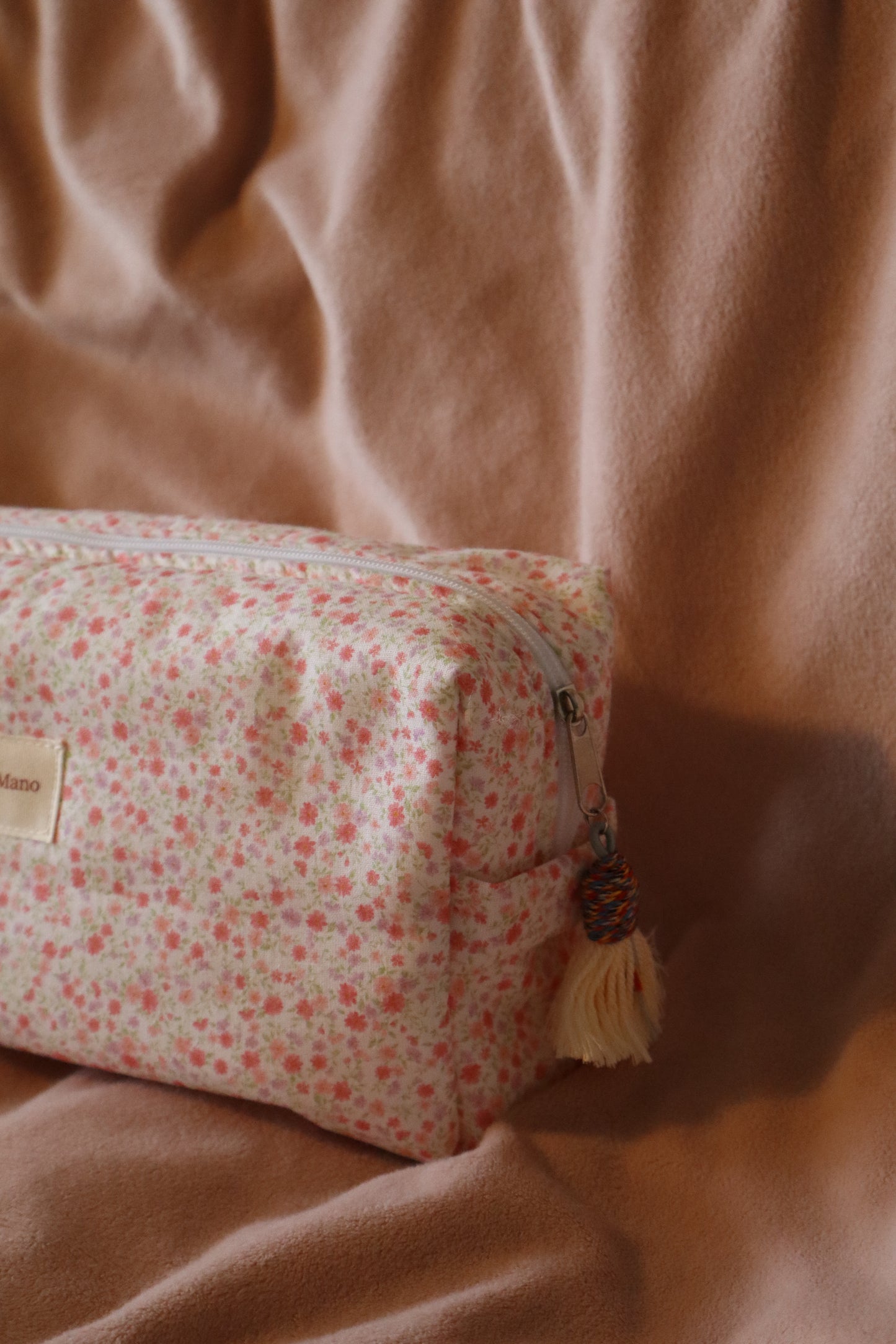 Trousse de toilette matelassée artisanale – Fait main en coton