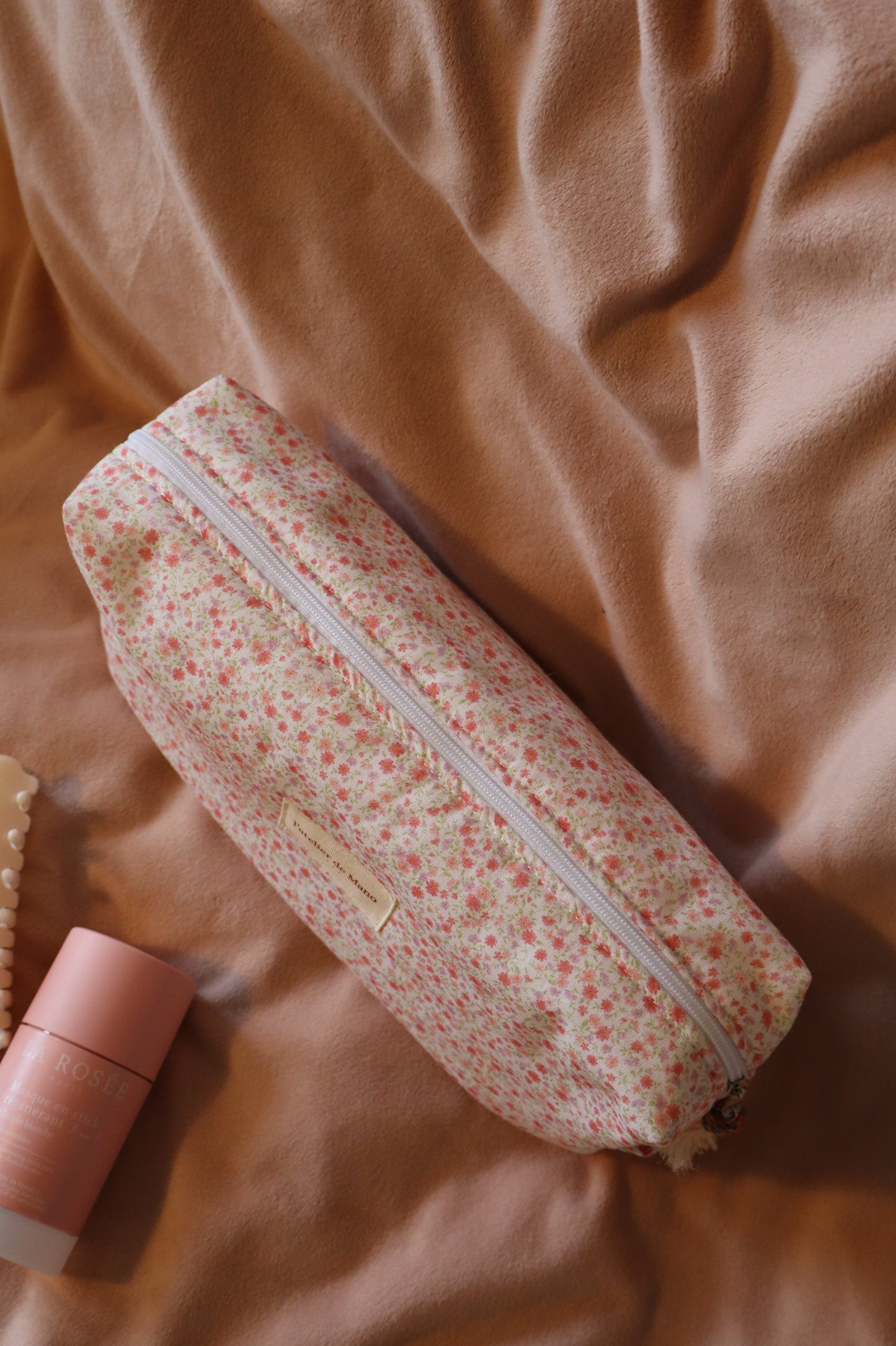 Trousse de toilette matelassée artisanale – Fait main en coton