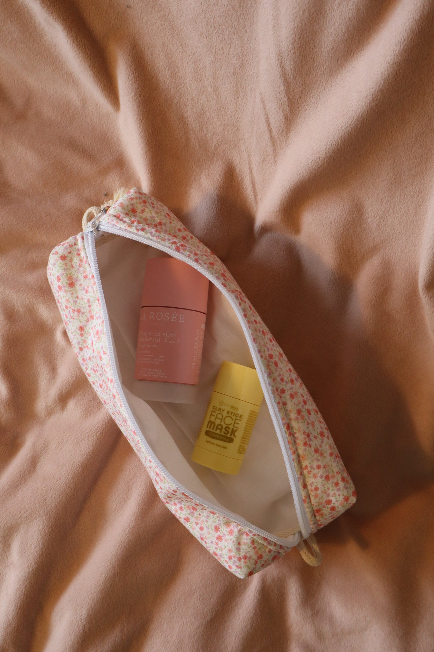 Trousse de toilette matelassée artisanale – Fait main en coton