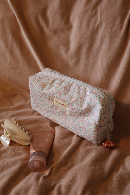 Trousse de toilette matelassée artisanale – Fait main en coton