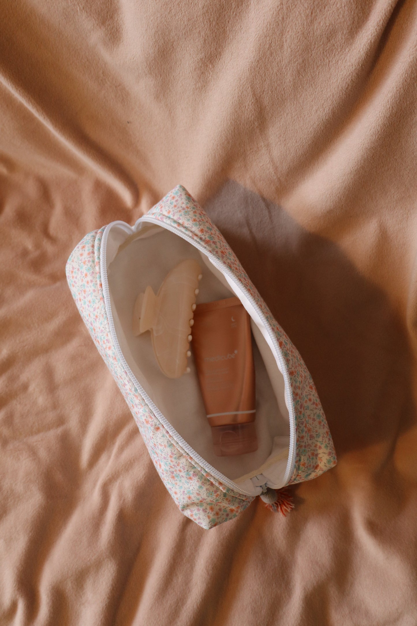 Trousse de toilette matelassée artisanale – Fait main en coton