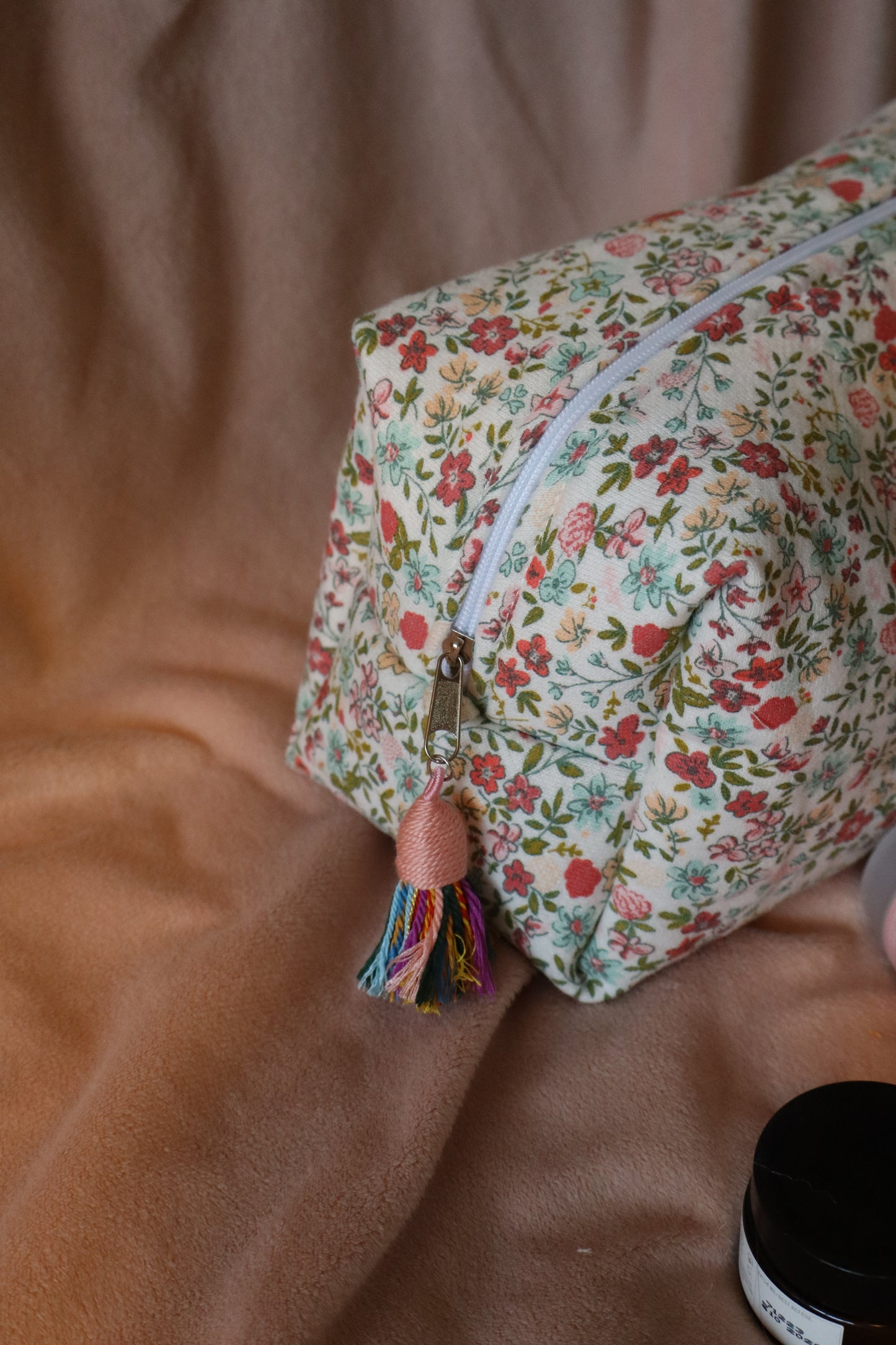 Trousse de toilette matelassée artisanale – Fait main en coton