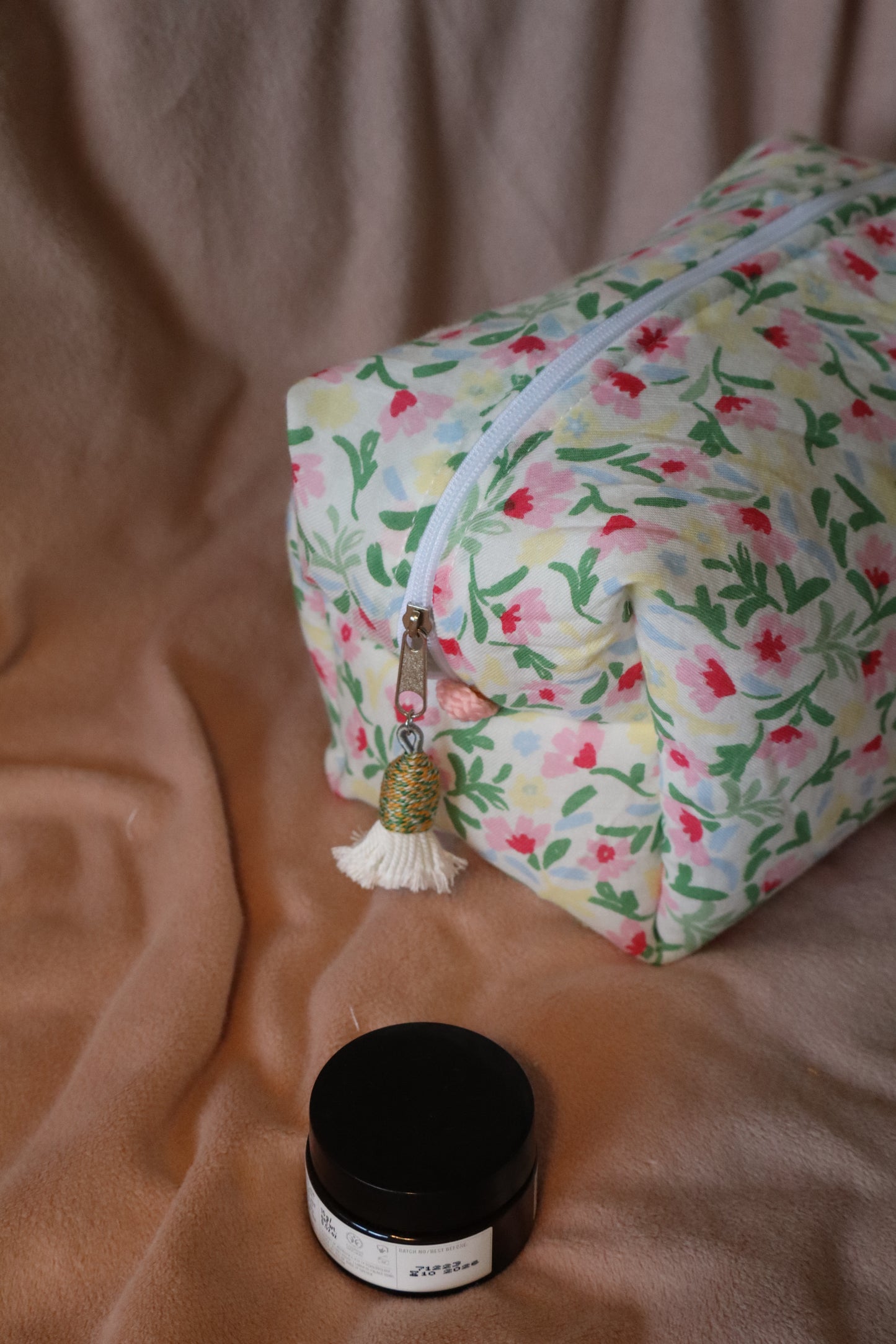 Trousse de toilette matelassée artisanale – Fait main en coton