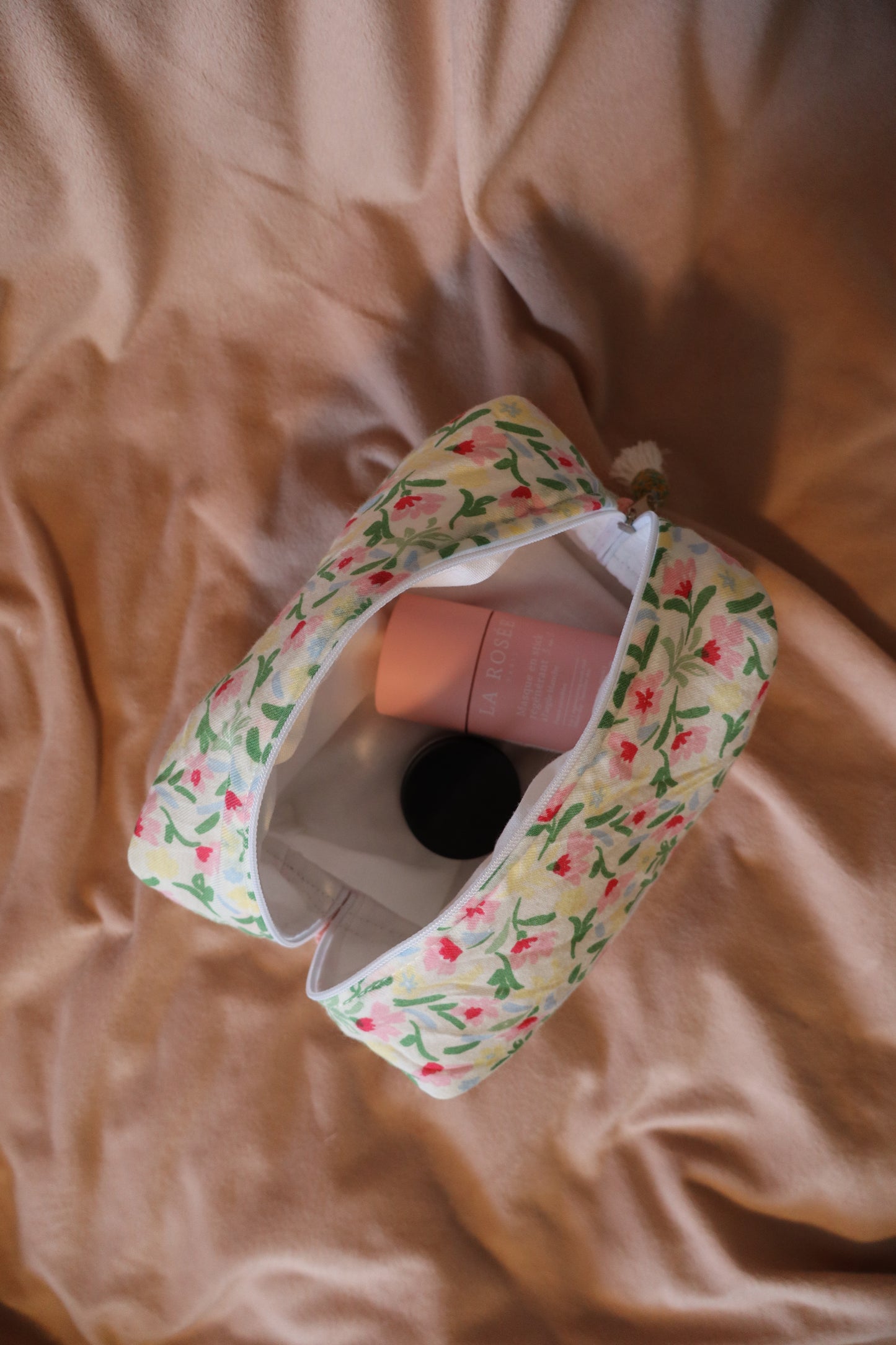 Trousse de toilette matelassée artisanale – Fait main en coton