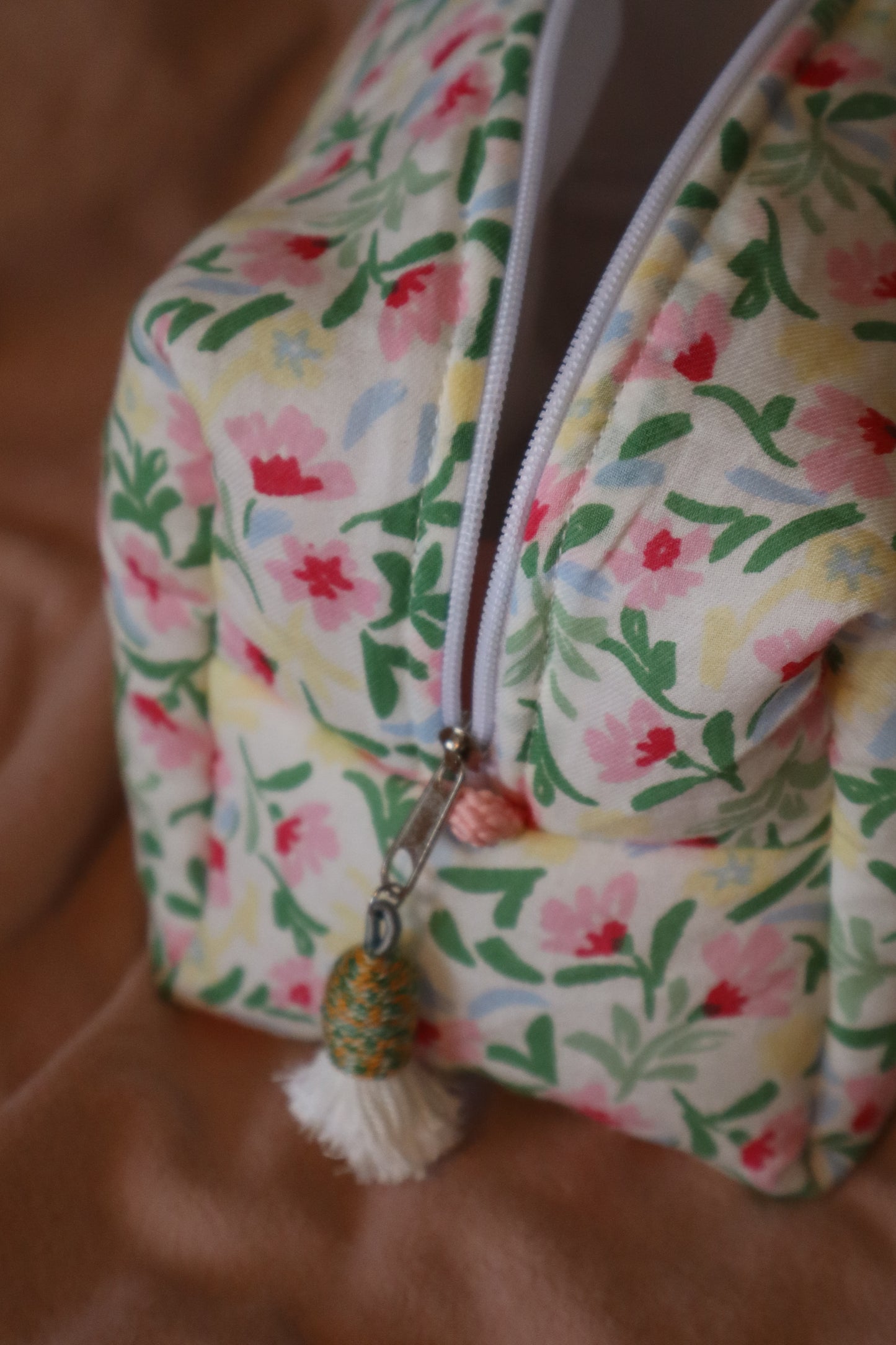 Trousse de toilette matelassée artisanale – Fait main en coton