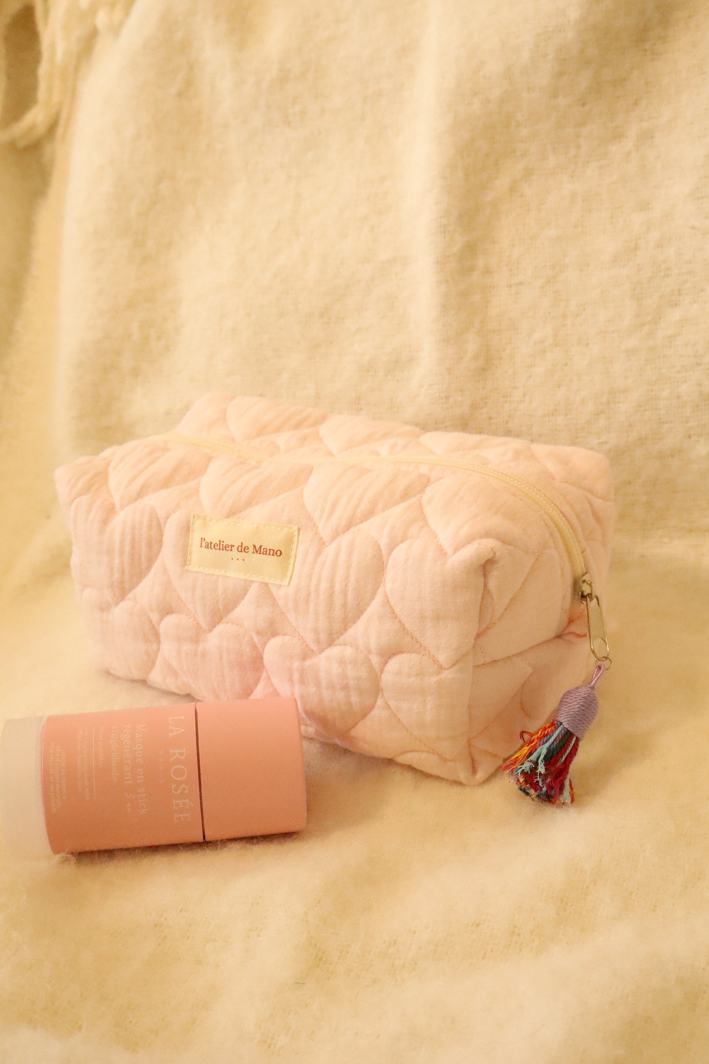 Trousse de toilette matelassée – Fait main