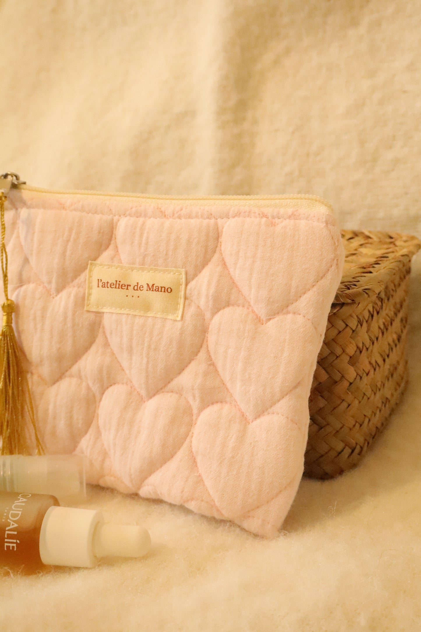 Pochette matelassée artisanale en coton - fait main