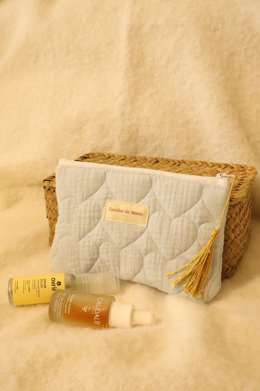 Pochette matelassée artisanale en coton - fait main