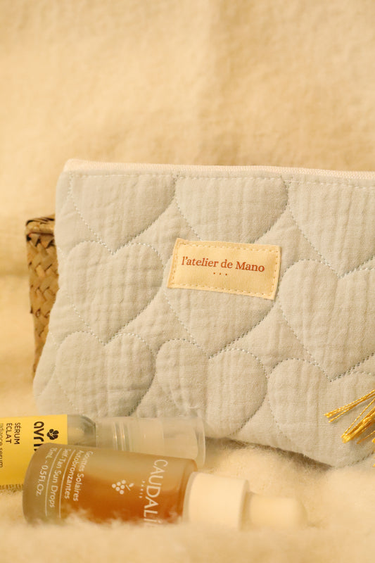 Pochette matelassée artisanale en coton - fait main