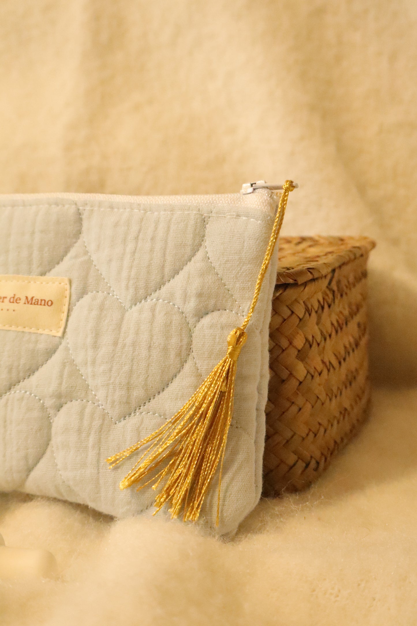 Pochette matelassée artisanale en coton - fait main