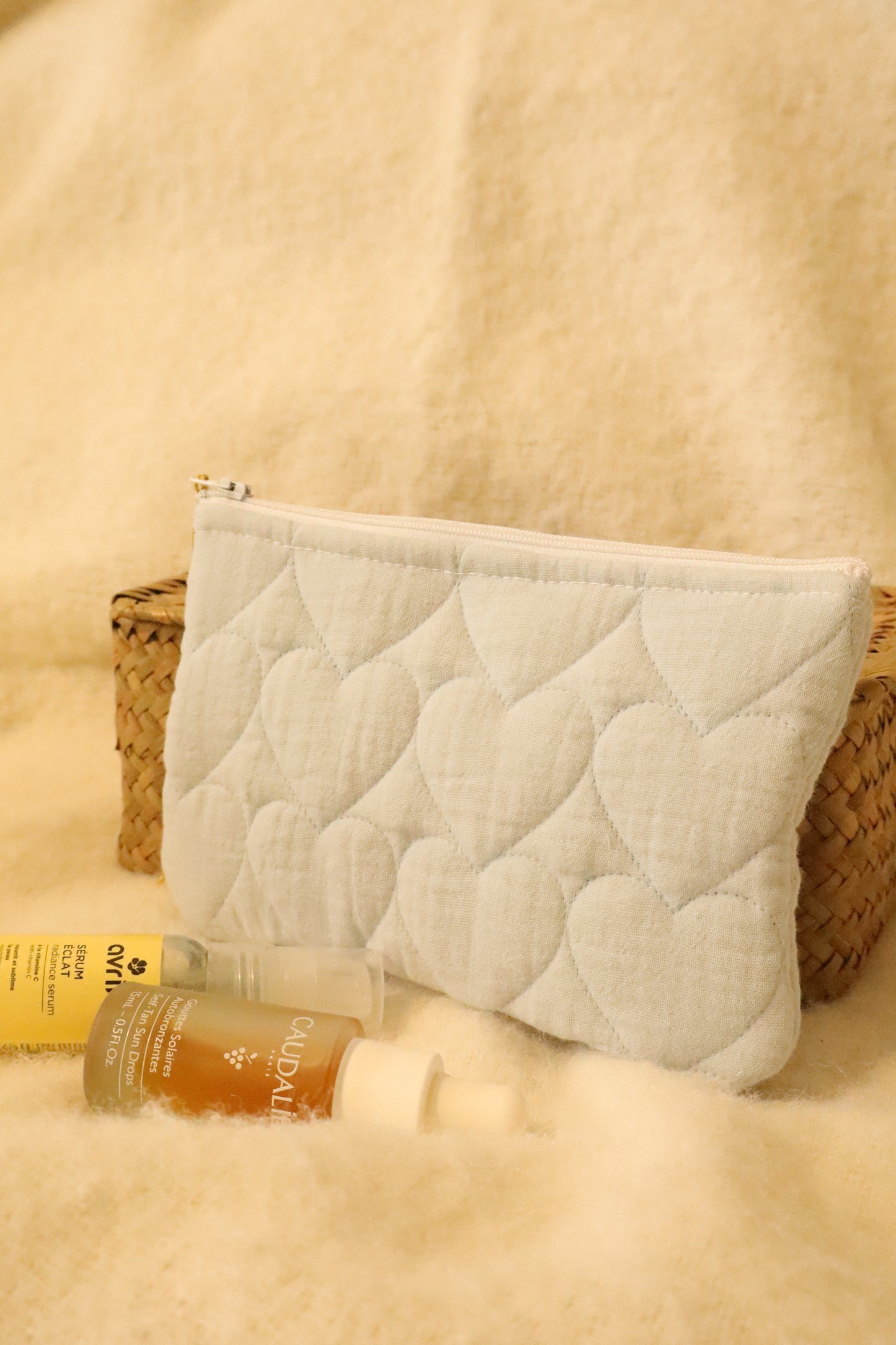 Pochette matelassée artisanale en coton - fait main
