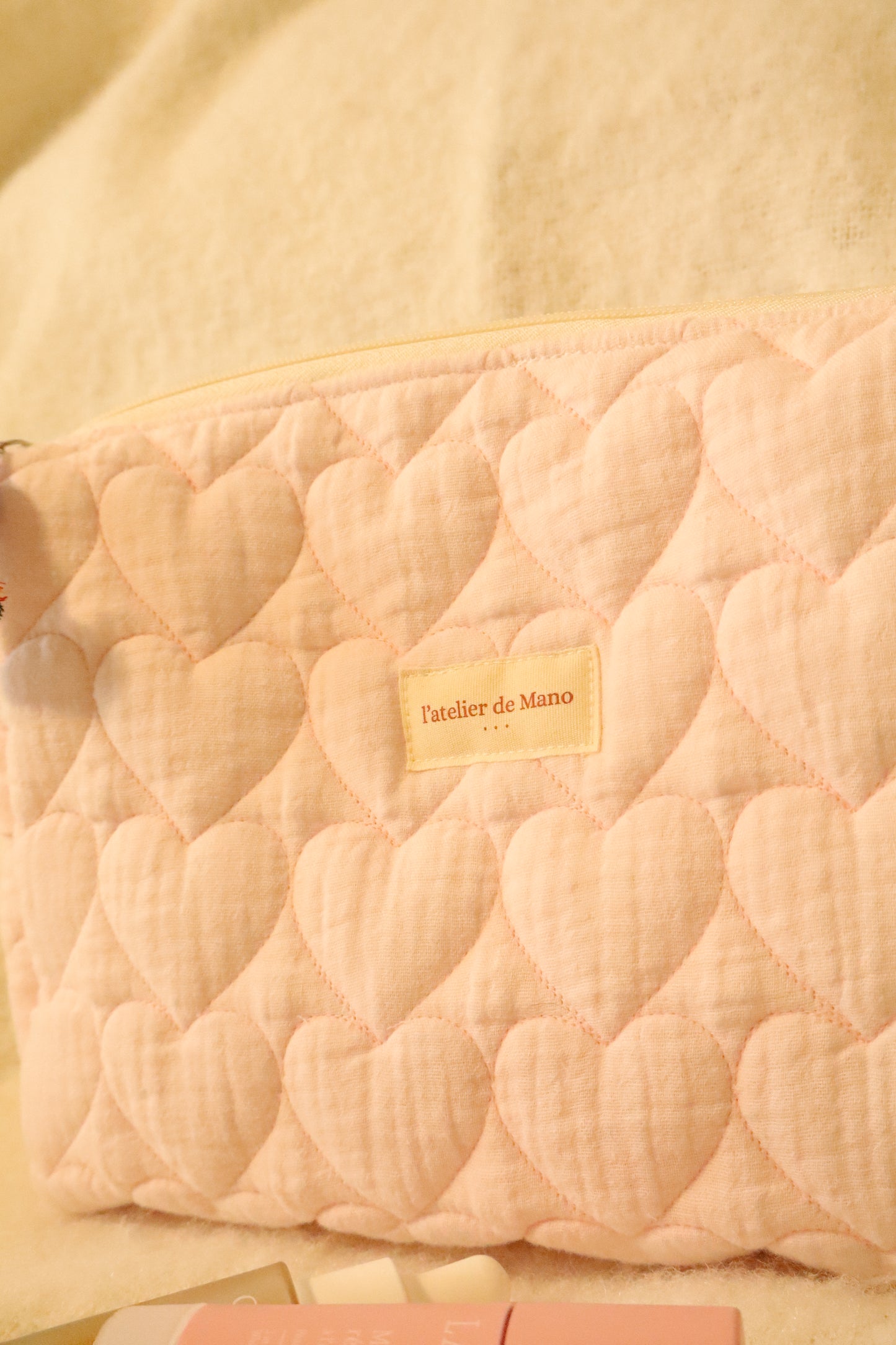 Trousse de toilette matelassée artisanale – Fait main en coton