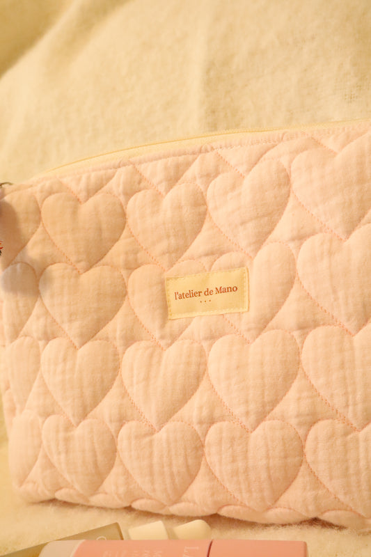 Trousse de toilette matelassée artisanale – Fait main en coton