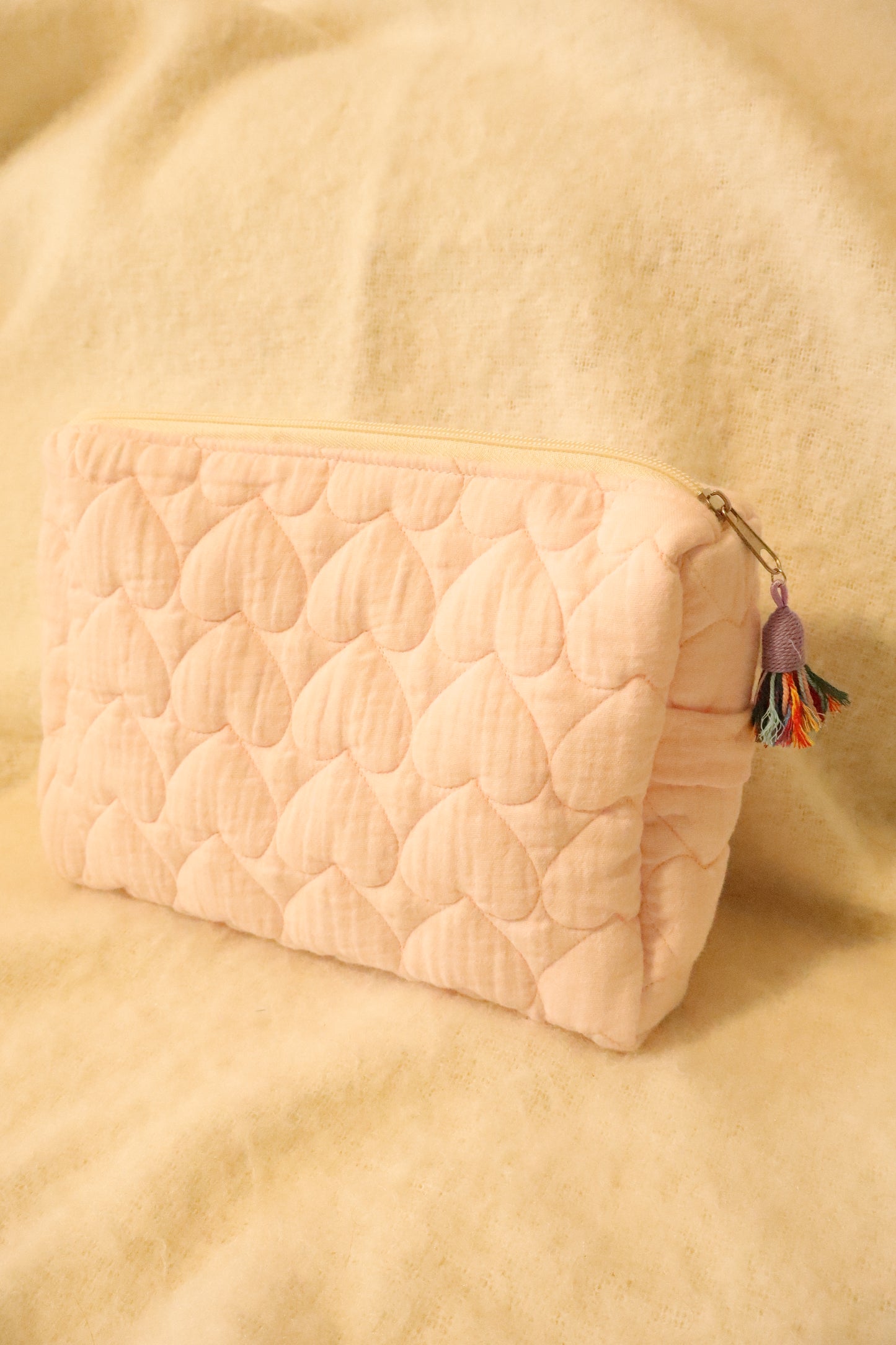 Trousse de toilette matelassée artisanale – Fait main en coton