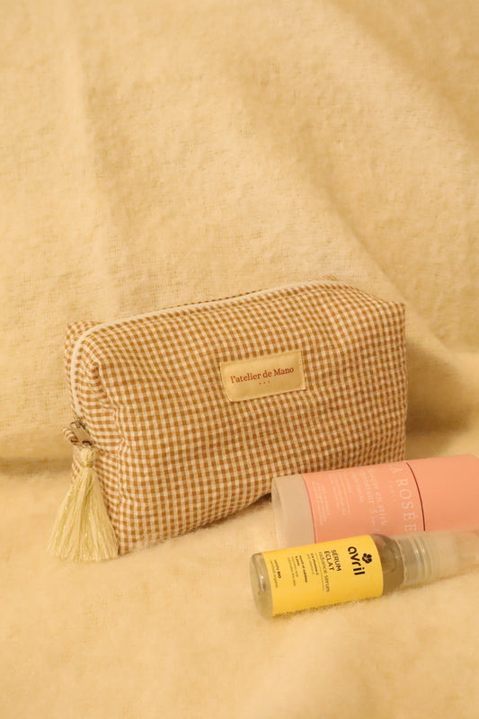 Trousse de toilette matelassée artisanale – Fait main
