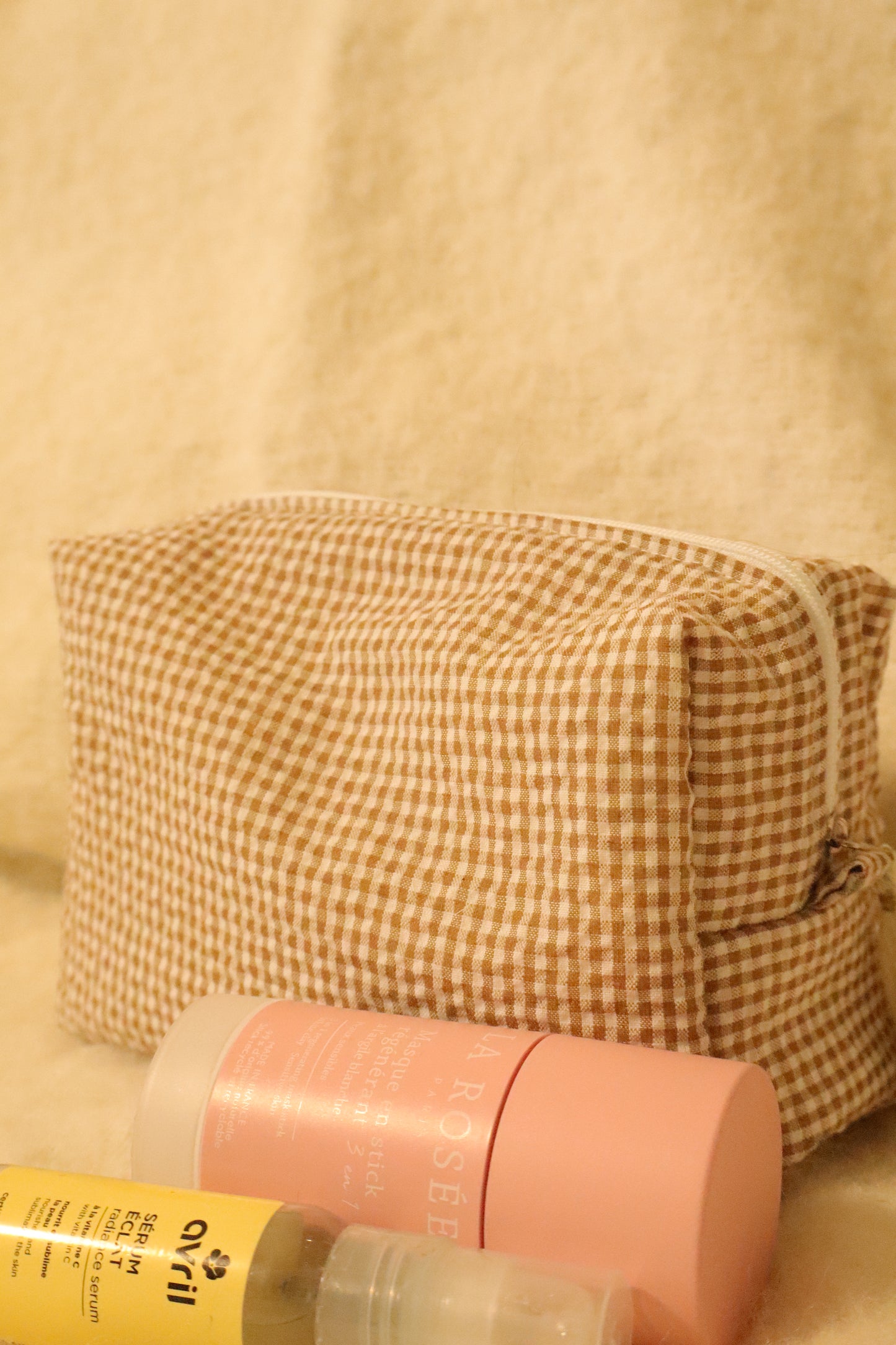 Trousse de toilette matelassée artisanale – Fait main