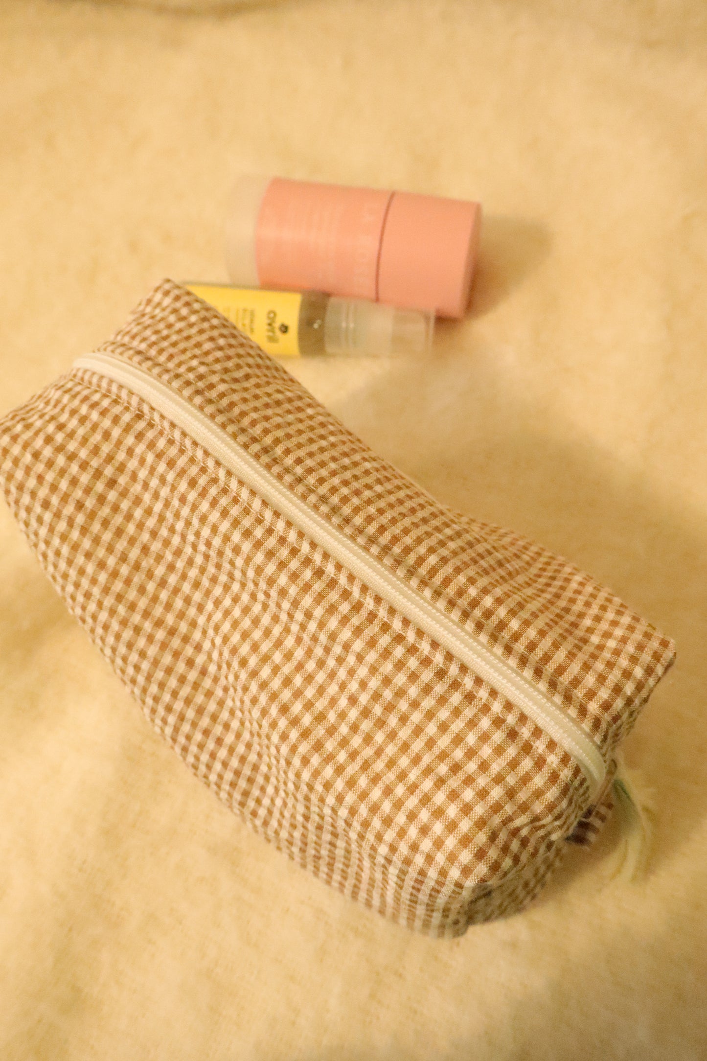 Trousse de toilette matelassée artisanale – Fait main
