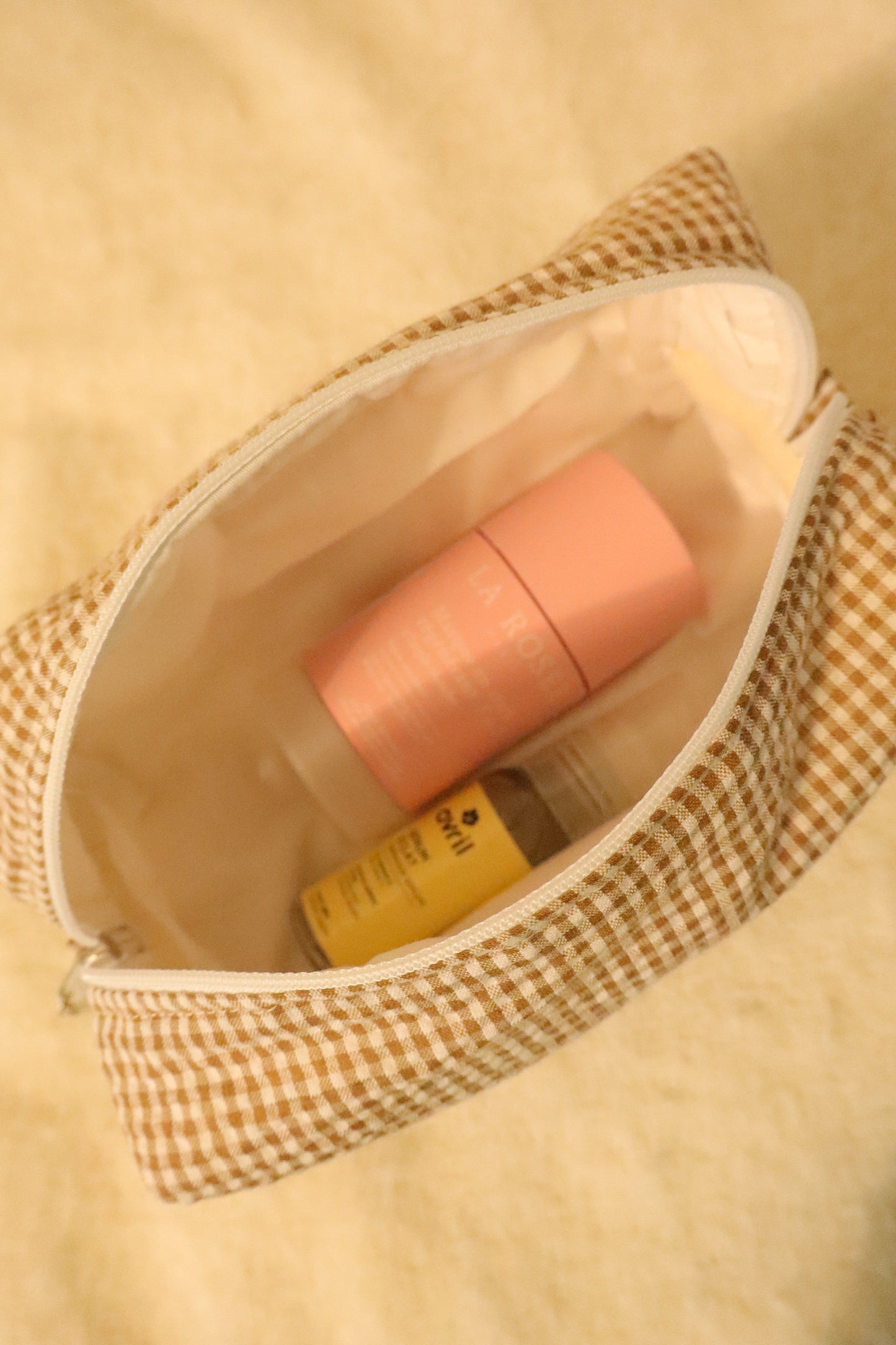 Trousse de toilette matelassée artisanale – Fait main