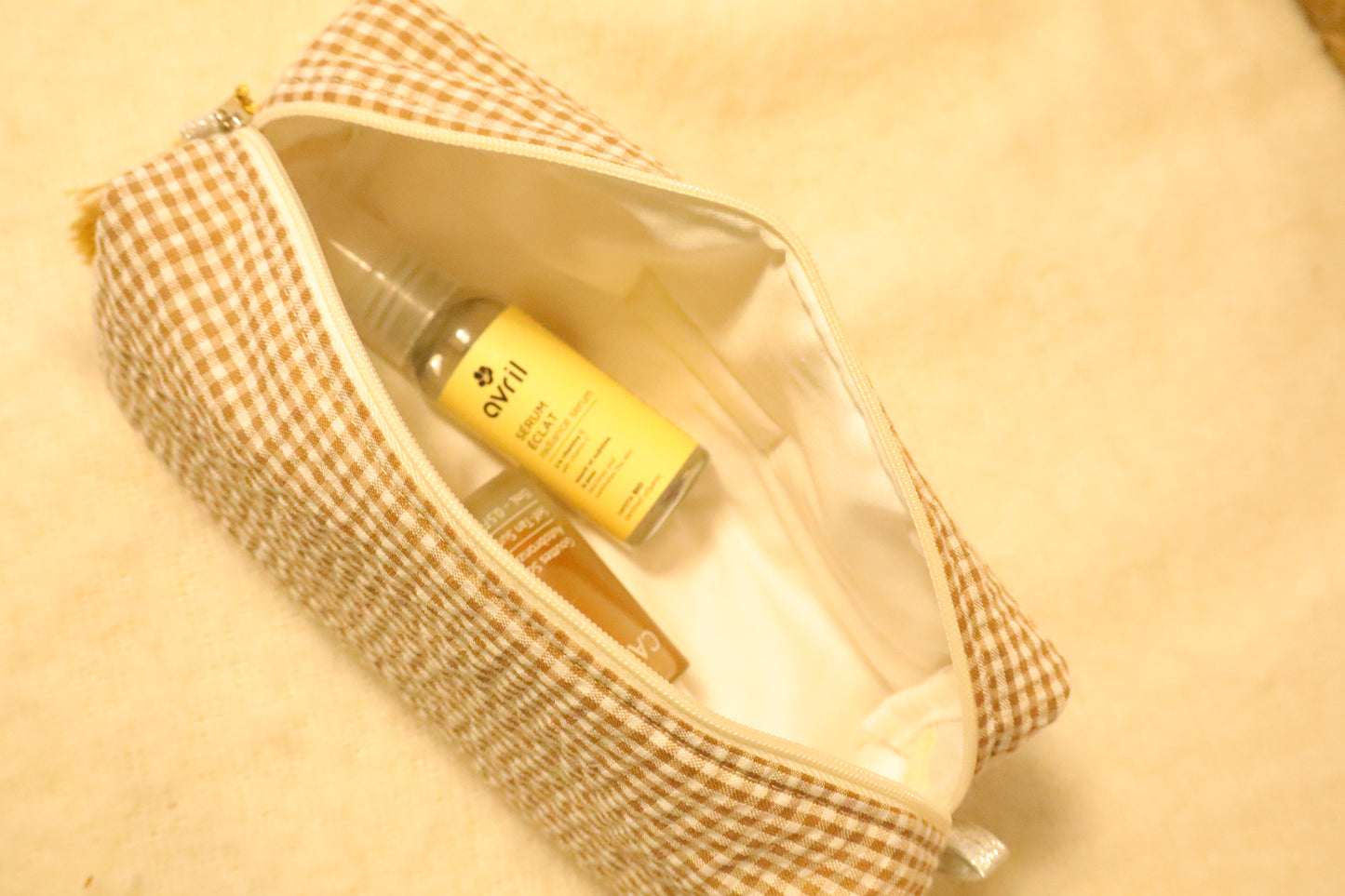 Trousse de toilette matelassée artisanale – Fait main en coton