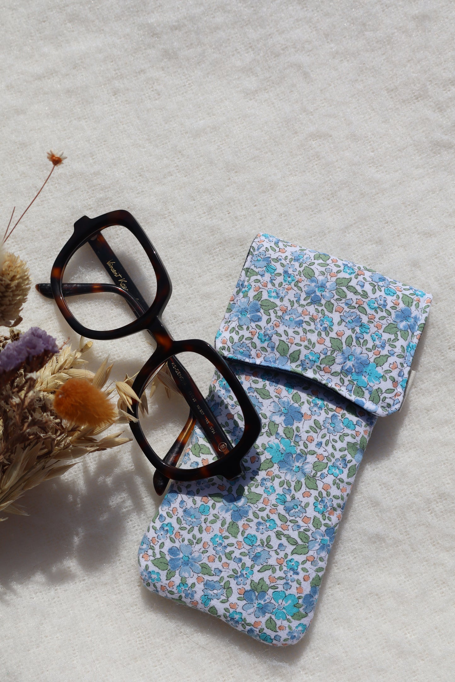 Étui à lunettes en coton matelassé – Fait main