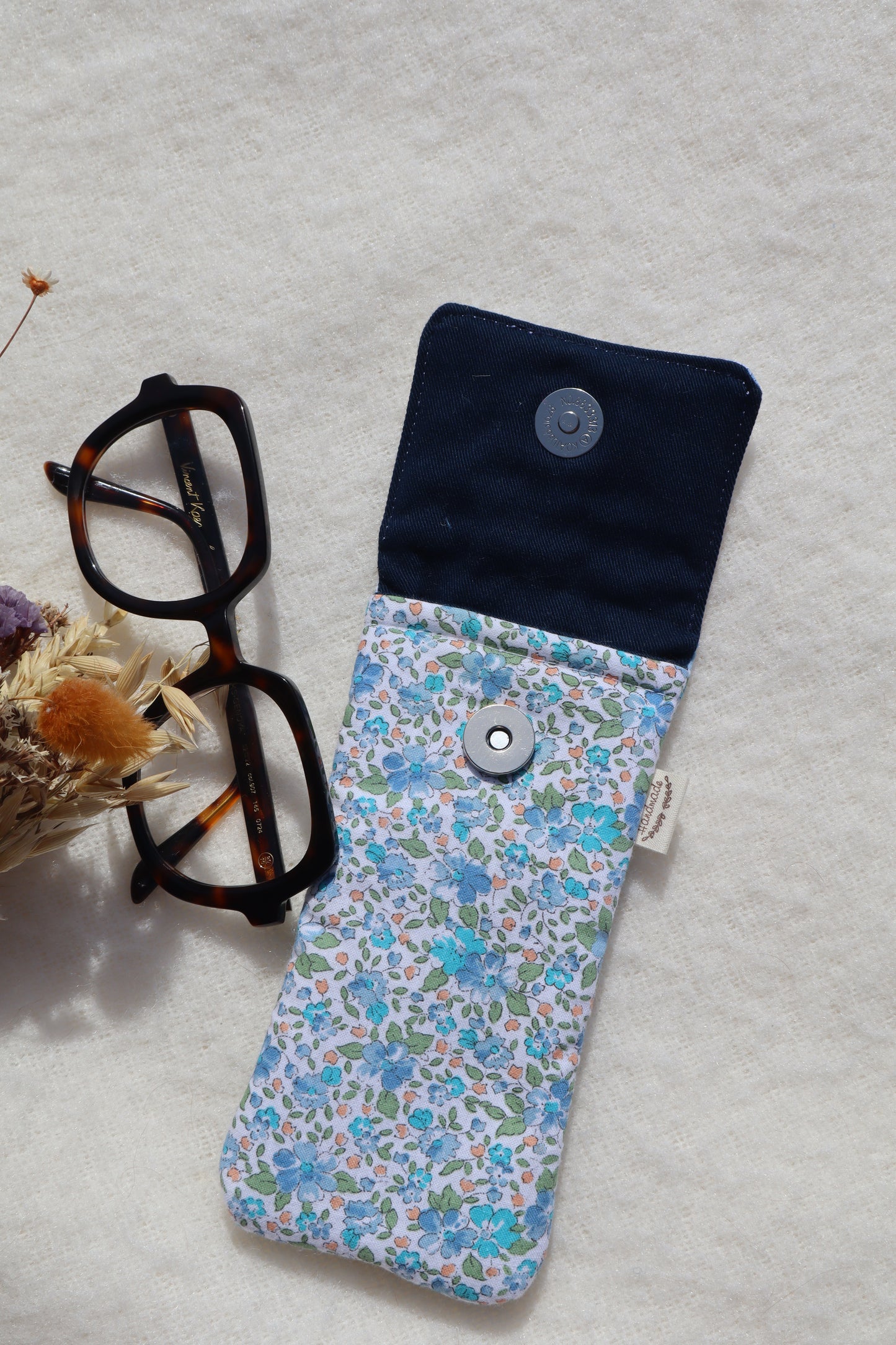 Étui à lunettes en coton matelassé – Fait main