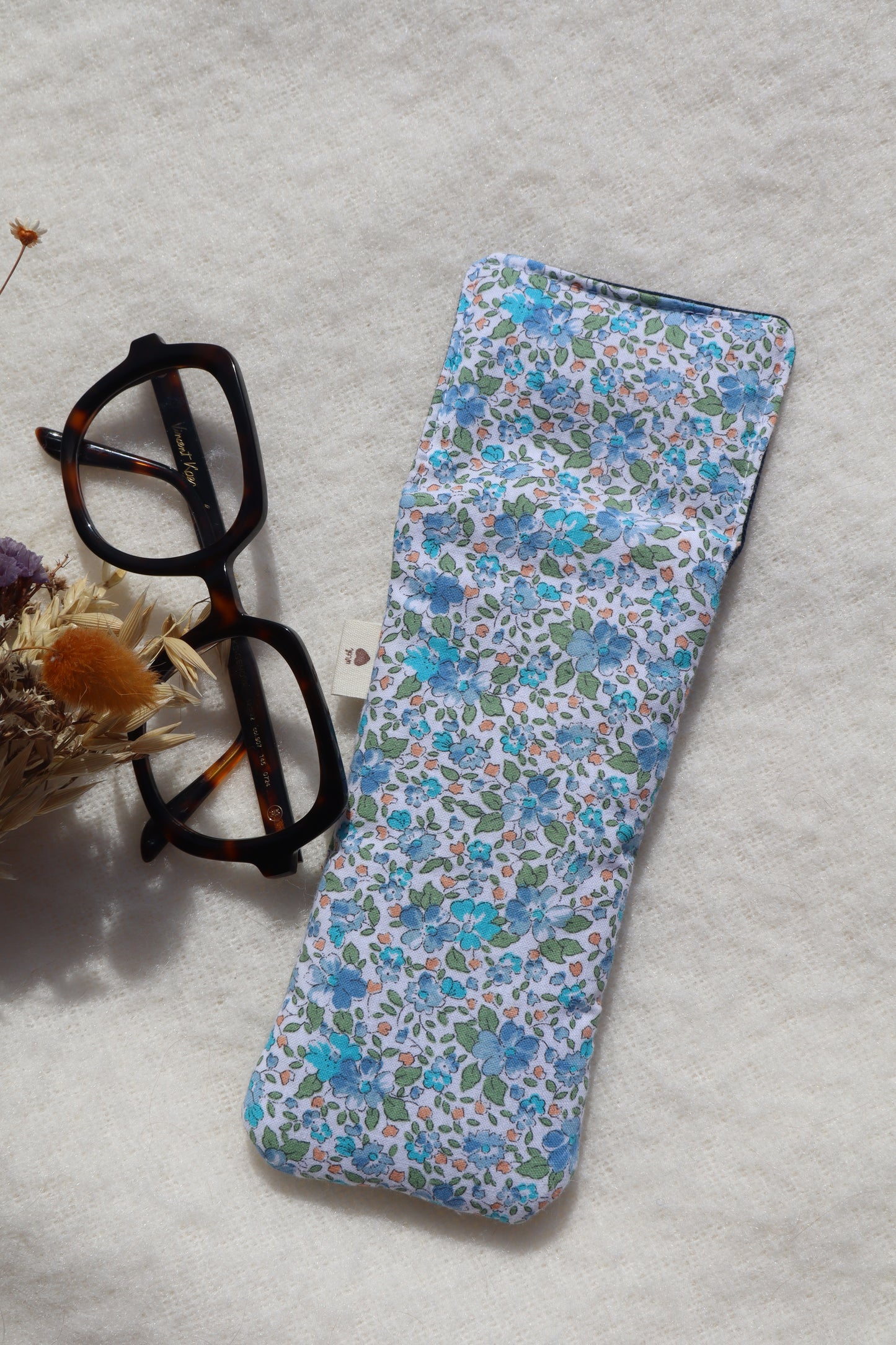 Étui à lunettes en coton matelassé – Fait main