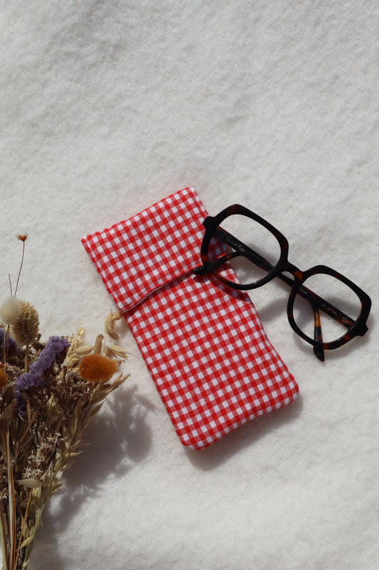 Étui à lunettes en coton matelassé – Fait main
