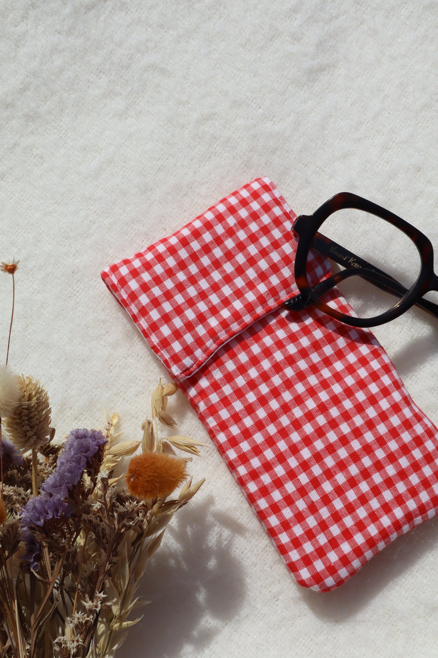 Étui à lunettes en coton matelassé – Fait main