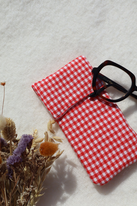 Étui à lunettes en coton matelassé – Fait main